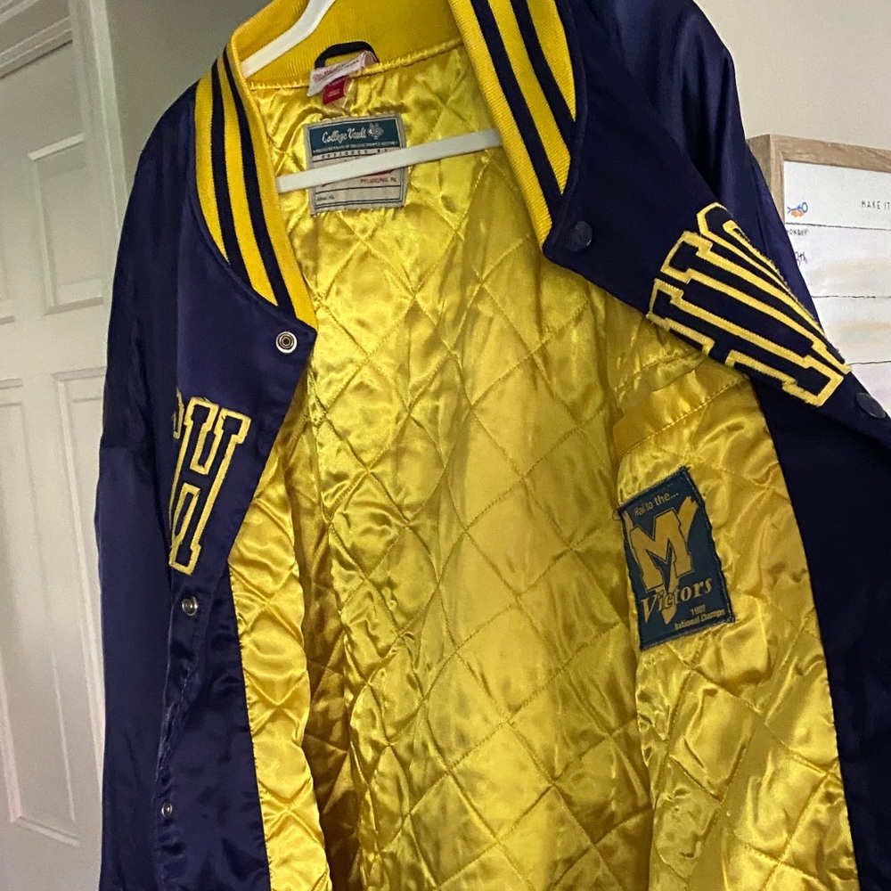 Mitchell & Ness Michigan Letterman Style Blue and Yellow Jacket - Picture 11 of 15
